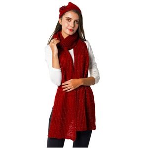 Gift Set Red Wine Gold Flake Scarf & Floral Bennie